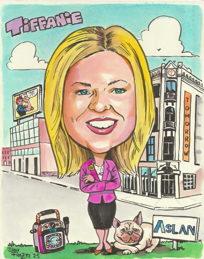 Tiffanie-Robinson_caricature Dinner of Firsts 2025 honoree Tiffanie Robinson caricature