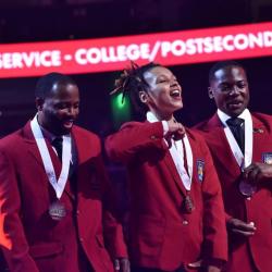 Kam Johnson, Tia Bowers, D'Andre Johnson at the national SkillsUSA competition in Atlanta.