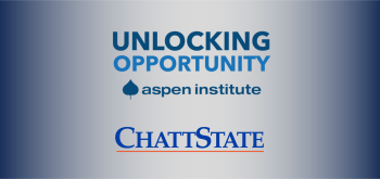 ChattState and Unlocking Opportunity Aspen Institute logos on a gray and blue background. ChattState and Unlocking Opportunity Aspen Institute logos on a gray and blue background.