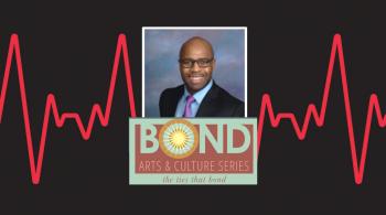 man's photo above Bond Series heartbeat icon in background